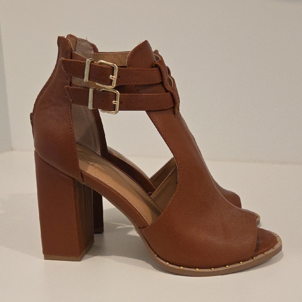 New York & Company Women’s High Block Heel Sandals with Buckle Straps - 8.5